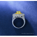 Yellow CZ Fine Sterling Silver Rings Rhodium Plated